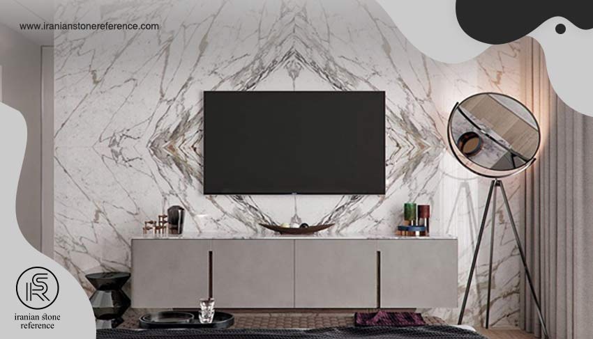 معجزه سنگ اسلب پشت تلویزیون در دکوراسیون